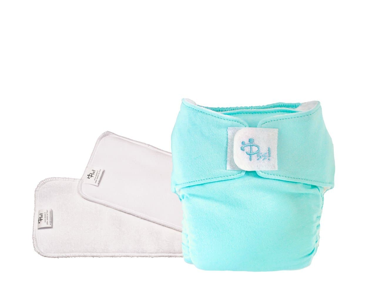 PSS! Washable eco-Friendly Cloth Diapers Pocket - Easy kit with 1 Change, with Removable Insert - 1 Coloured Cover and 2 Absorbent Cloth Diapers - Made in Italy