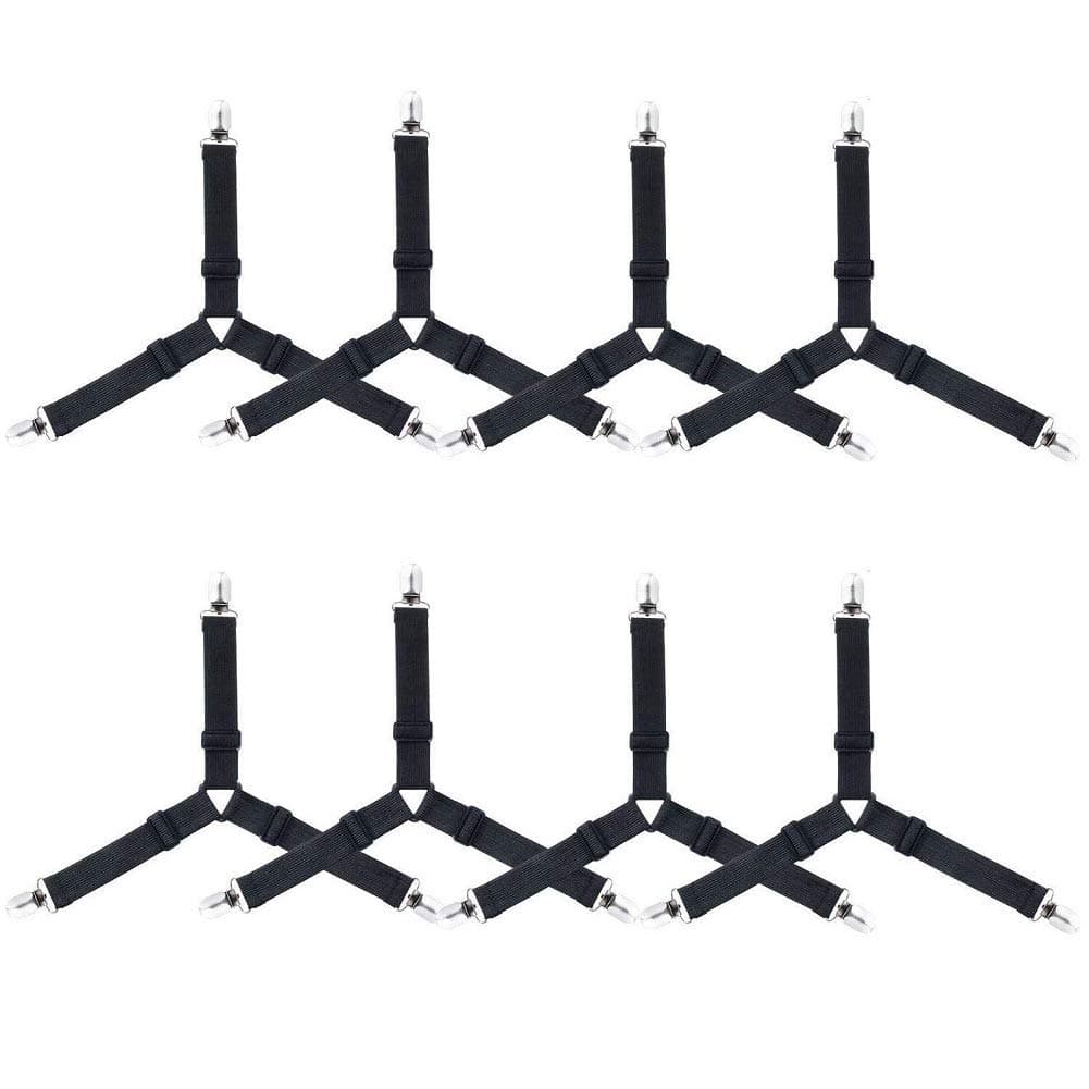 RAVCON 8 PCS Triangle Band Adjustable Corner Holder Elastic Straps Fasteners Clips Grippers Mattress Pad Cover Fitted Sheet Bed Suspenders