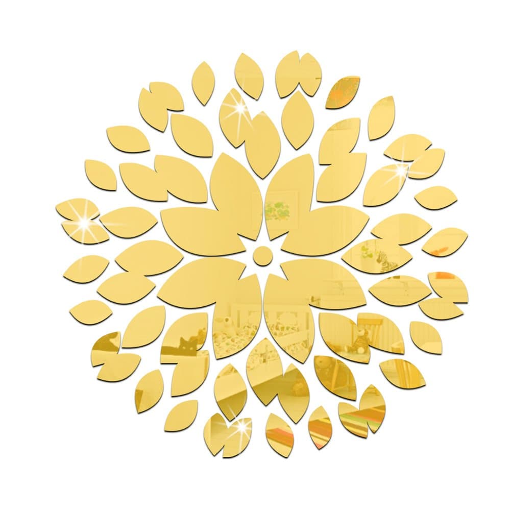 JFKFD 3D Crystal Stereo Rounded Petals Mirror Wall Stickes Removable DIY Mirror Decal Home Decor