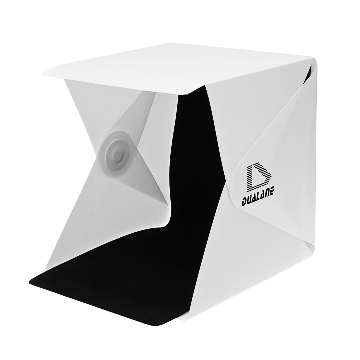 Shooting Tent, DUALANE Folding Portable Photo Studio Soft Box Table Cube with Led Light+ 2PCS White/ Black Background Backdrops Kit