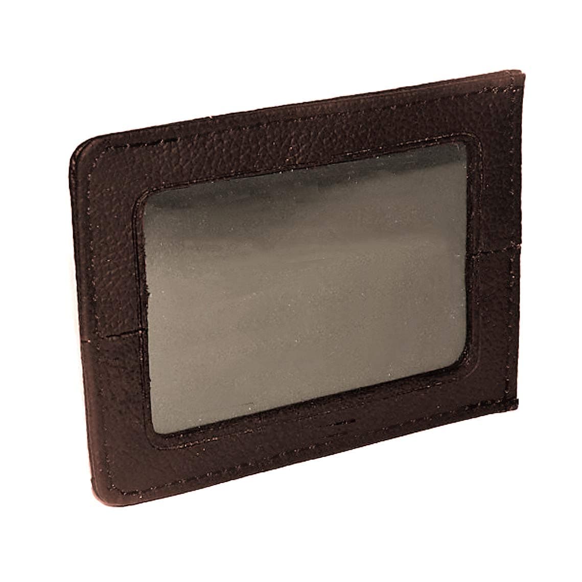 Single Enclosed ID Pass Credit Card Holder Case (Dark Brown)
