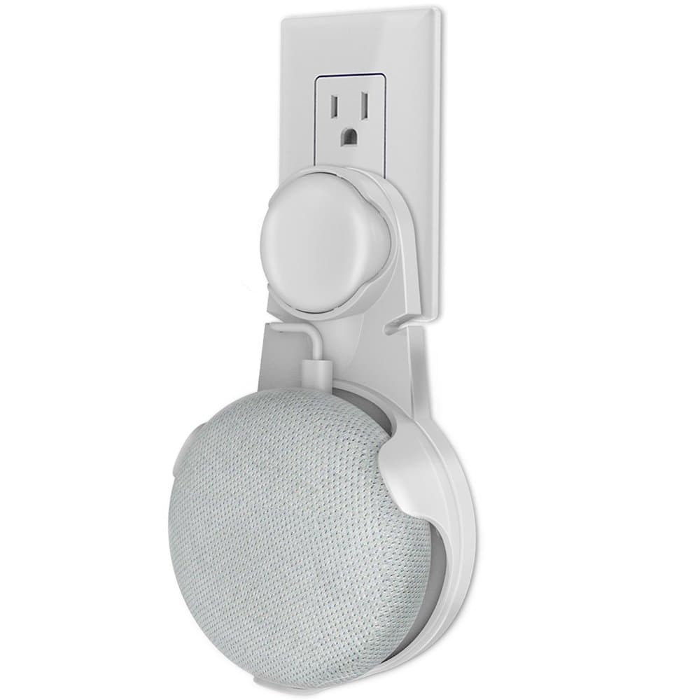 ACEIken Google Home Mini Wall Mount Outlet Hanger Stand, Compact Holder Case Plug, Hides the Google Home Mini Cord , for Google Home Mini Voice Assistants (White)