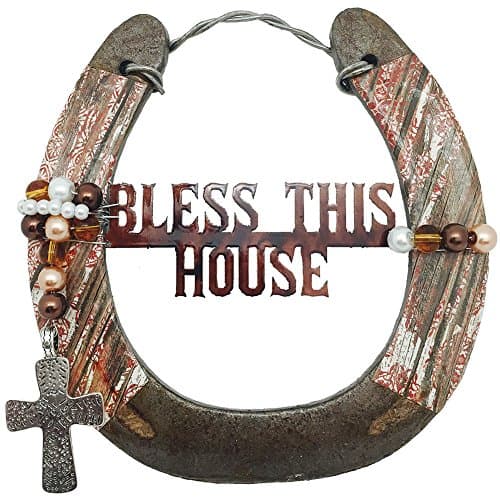 Bless This House Rustic Handmade Iron Horseshoe Decorative Home Wall Accent