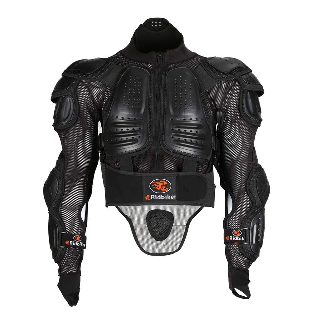 Ridbiker Full Body Armor Protector Movable Racing Jacket Motocross Neck Spine Chest Motocross Protective Shirt,Black (XL)