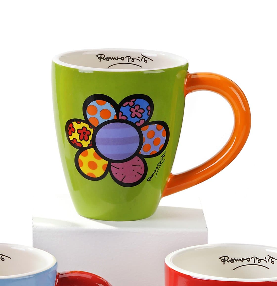 ROMERO BRITTO FLOWER DESIGN MUG