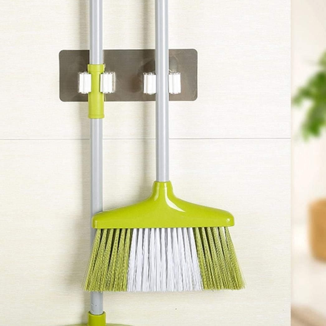 TOUA Wall Mount Magic Self Adhesive Plastic Mop and Broom Holder Organizer (20 x 7.5 cm)