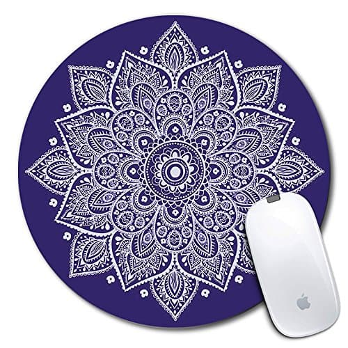 Personalized Round Mouse Pad, Printed Cute Beautiful Datura Mandala Pattern, Non-Slip Rubber Comfortable Customized Computer Mouse Pad (7.87x7.87inch)