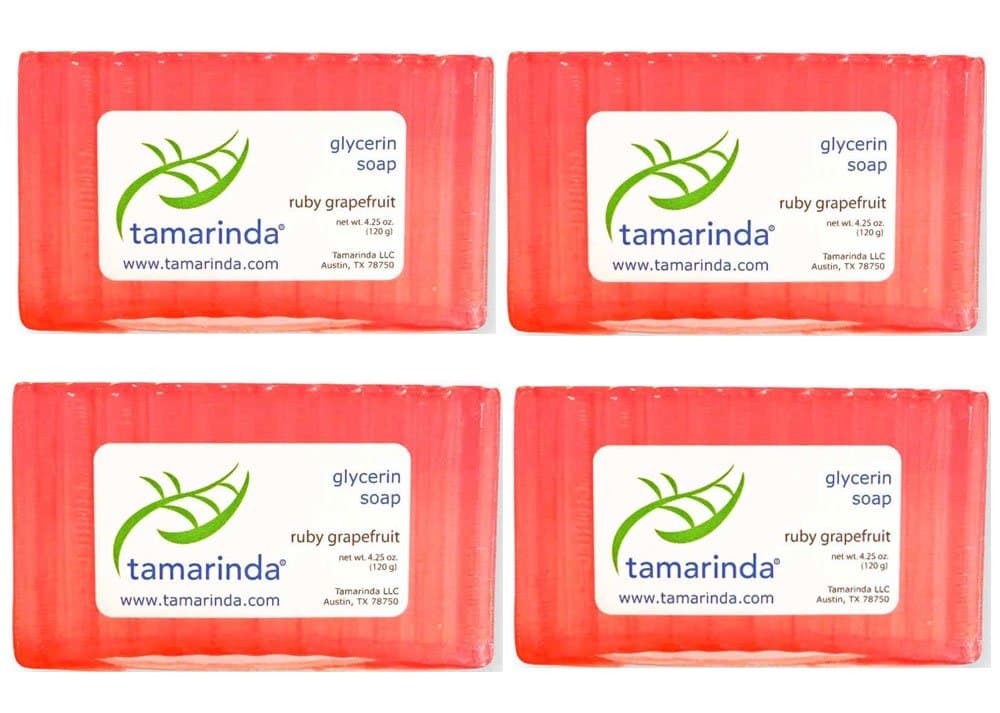 Tamarinda Ruby Grapefruit Glycerin Soap - Four 4.25 oz bars.