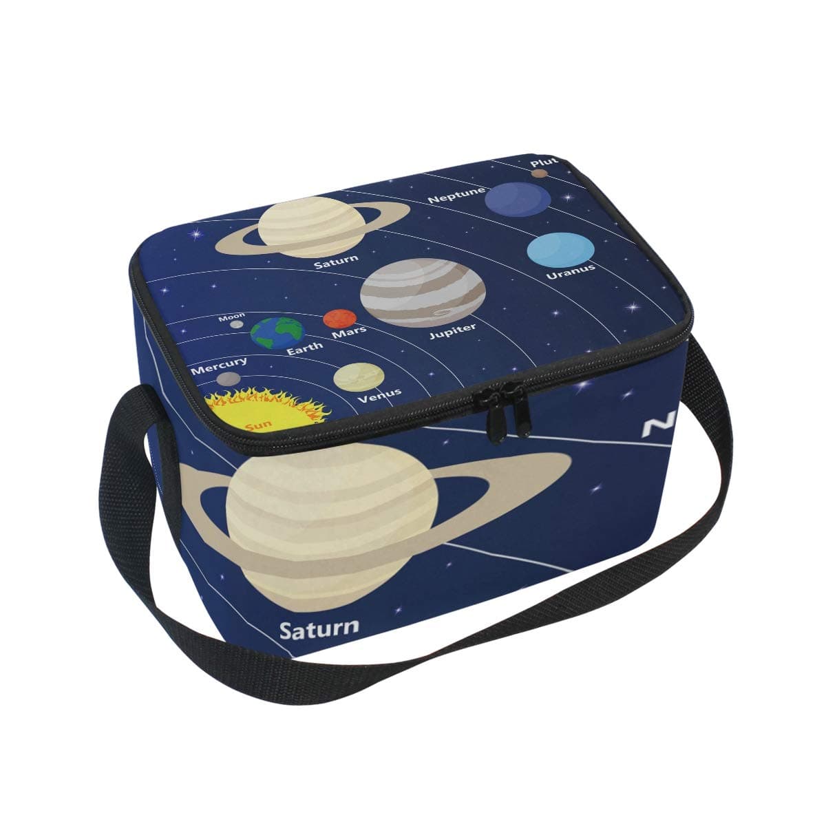 Lunch Bag Sun Planets and Stars with Solar System Cooler for Picnic Shoulder Strap Lunchbox