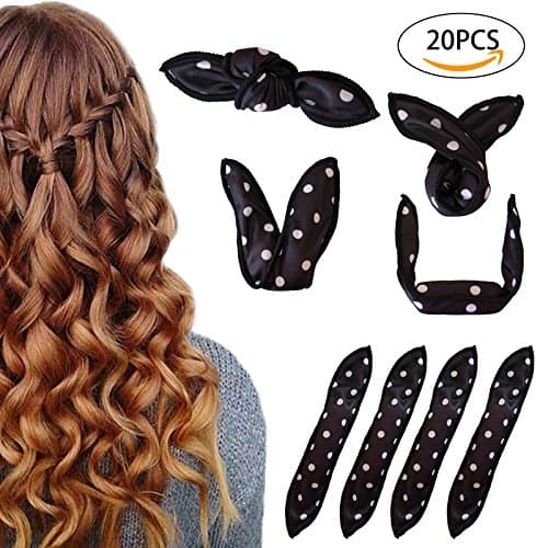 Hair Curlers, 20 Packs Amaeutty Sleeping Soft Sponge Rollers for Long, Short, Thick & Thin Hair, Pillow Hair Rollers and No Heat Foam Hair Curlers for Women & Girls - Black
