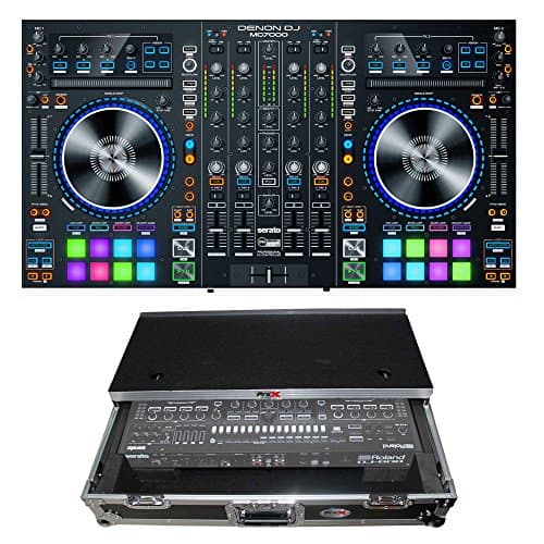 Denon DJ MC7000 | Premium 4-Channel DJ Controller + ProX Roland DJ-808 / Denon DJ MC7000 ATA Case with Laptop Shelf & Wheels