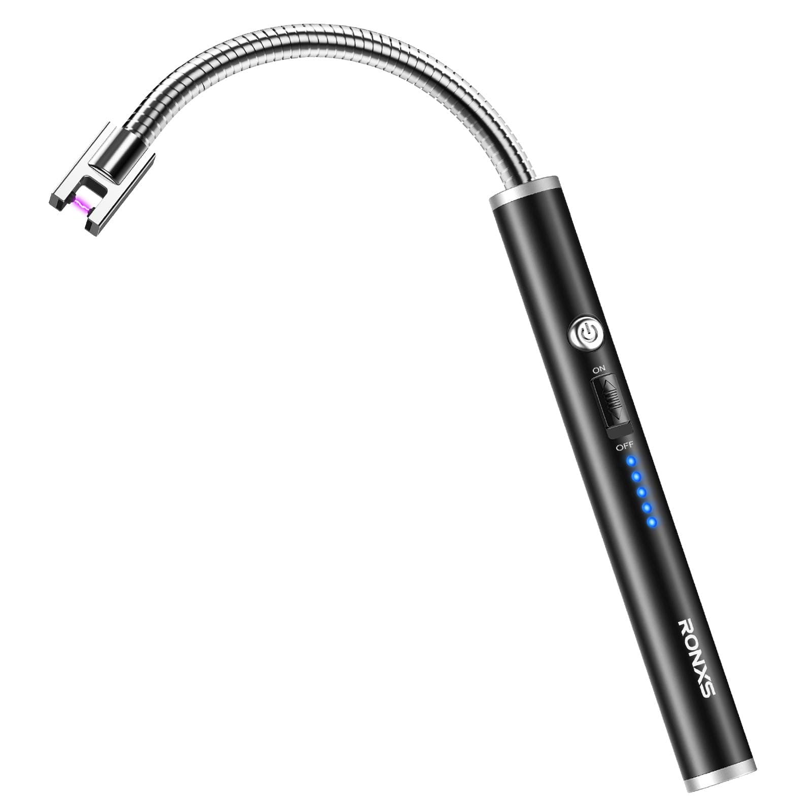 RONXS Lighter, Upgraded Candle Lighter Camping Lighter Grill Lighter USB Lighter Plasma Arc with LED Battery Display Safety Switch, Longer Flexible Neck for Candle Cooking BBQs Fireworks