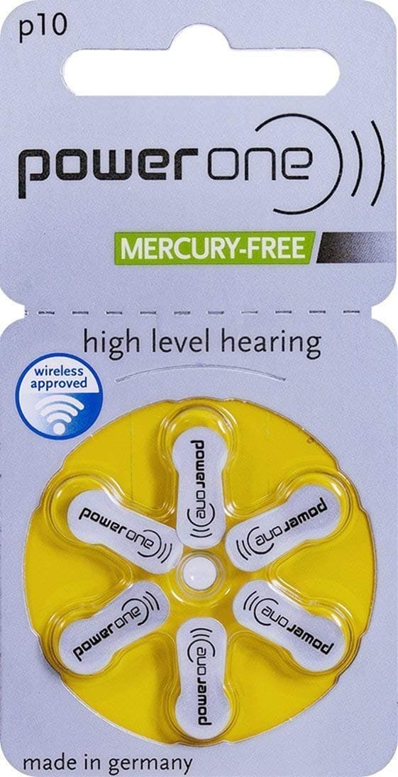 Powerone Battery 10, (60ea/pkg) p10 Zinc Air Hearing Aid Batteries (Yellow) Size 10, dibbjg 5 Pack (60 Batteries)