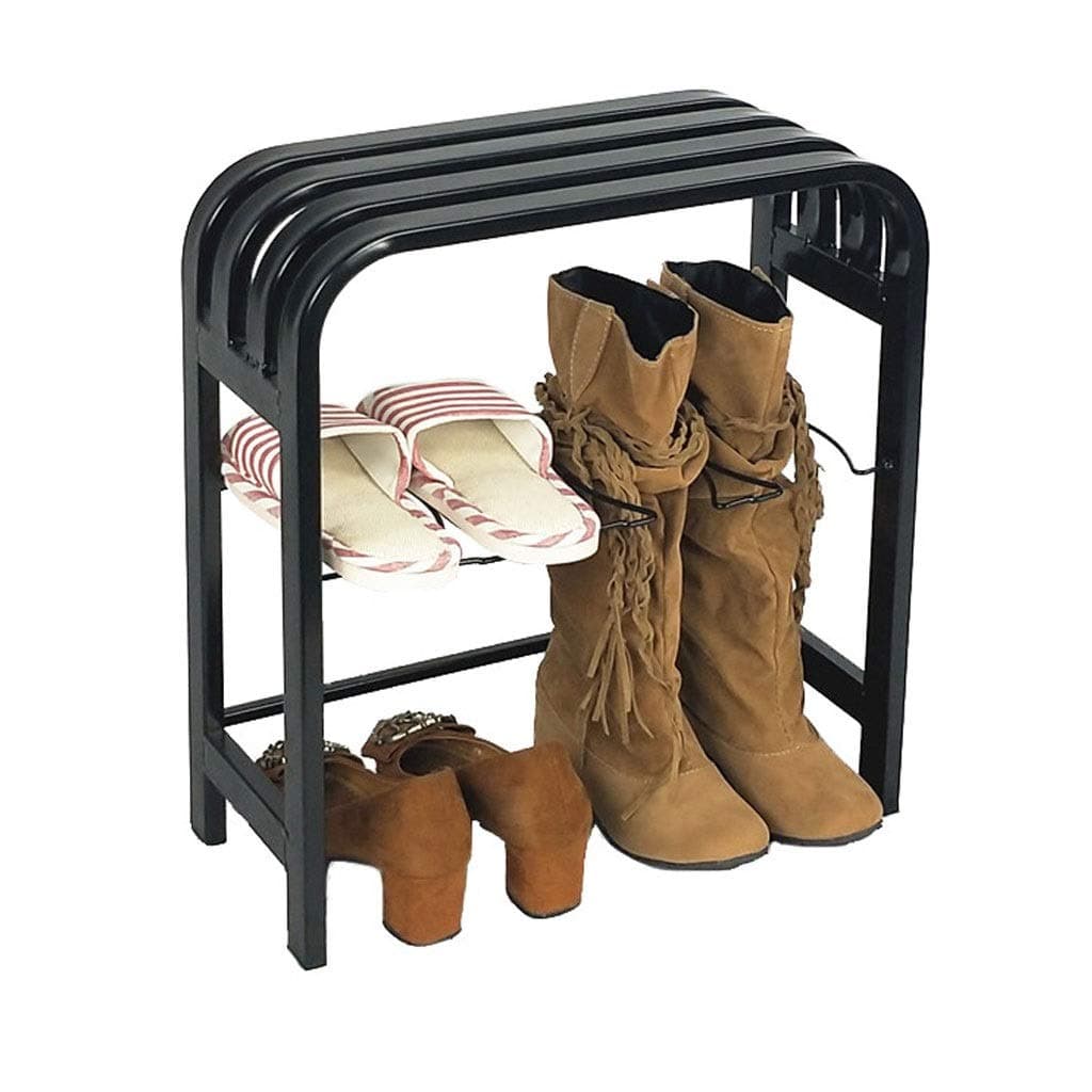 THBEIBEI Storage Benches Metal Storage Bench With Shoe Bracket Hallway Storage Shelf Cabinet Shoe Bench Seat Storage Organiser For Entryway Living Room 44X19X47CM (Color : Black)