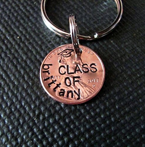 Class of 2017 Penny Key Chain OR necklace, with or without Name, Graduation