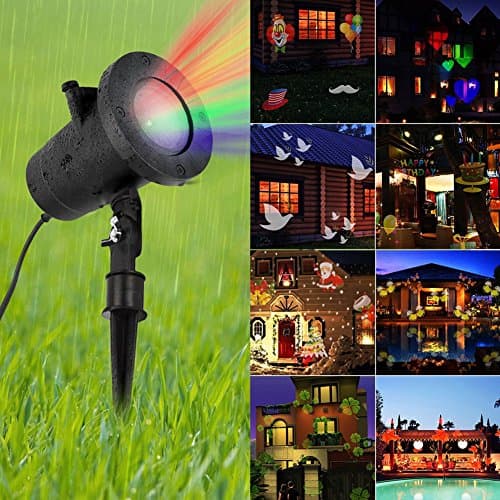 Christmas Holiday Led Projector Lights Decoration Moving Lights 12 Pattern Waterproof Dynamic Lighting Landscape Led Projector Light Show for Halloween Parties and Garden (Multi-colored)
