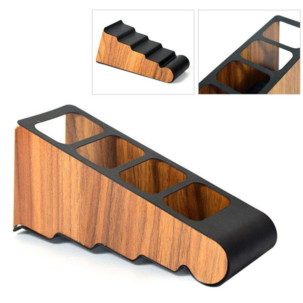 Xiuinserty Remote Control Holder Desktop Four Grid, Wooden Storage Box for Compartment