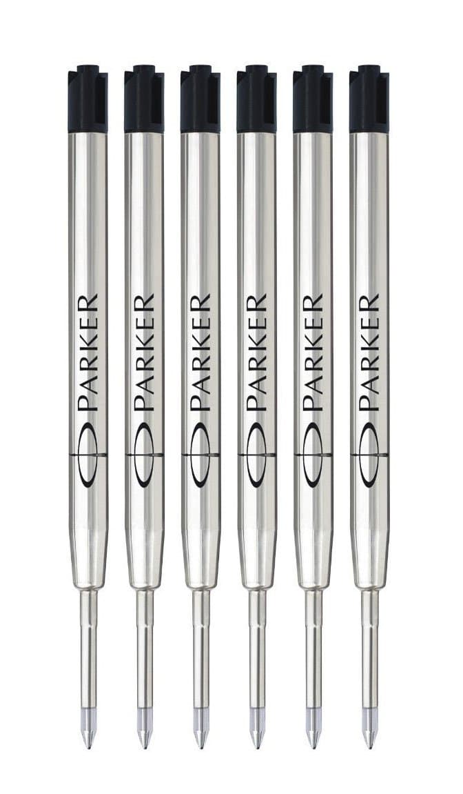 Parker Ball Point Pen Refills, Fine Point, Black Ink, 6/Pack
