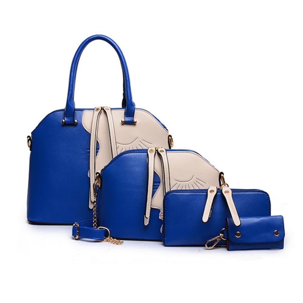 Symbolove Womens Modern Simple For-Piece Top Handle Bag and Leather Satchel Handbag