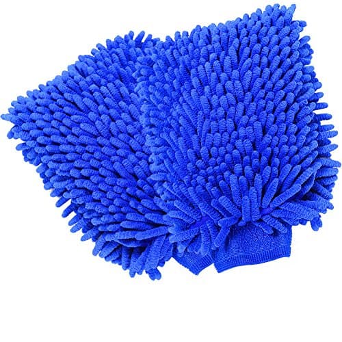 Car Wash Mitt Microfiber Chenille Auto Vehicle Cleaning Gloves, Scratch Free, Lint Free, Ultra-soft, Use Wet or Dry, 2 Pack(dark blue)