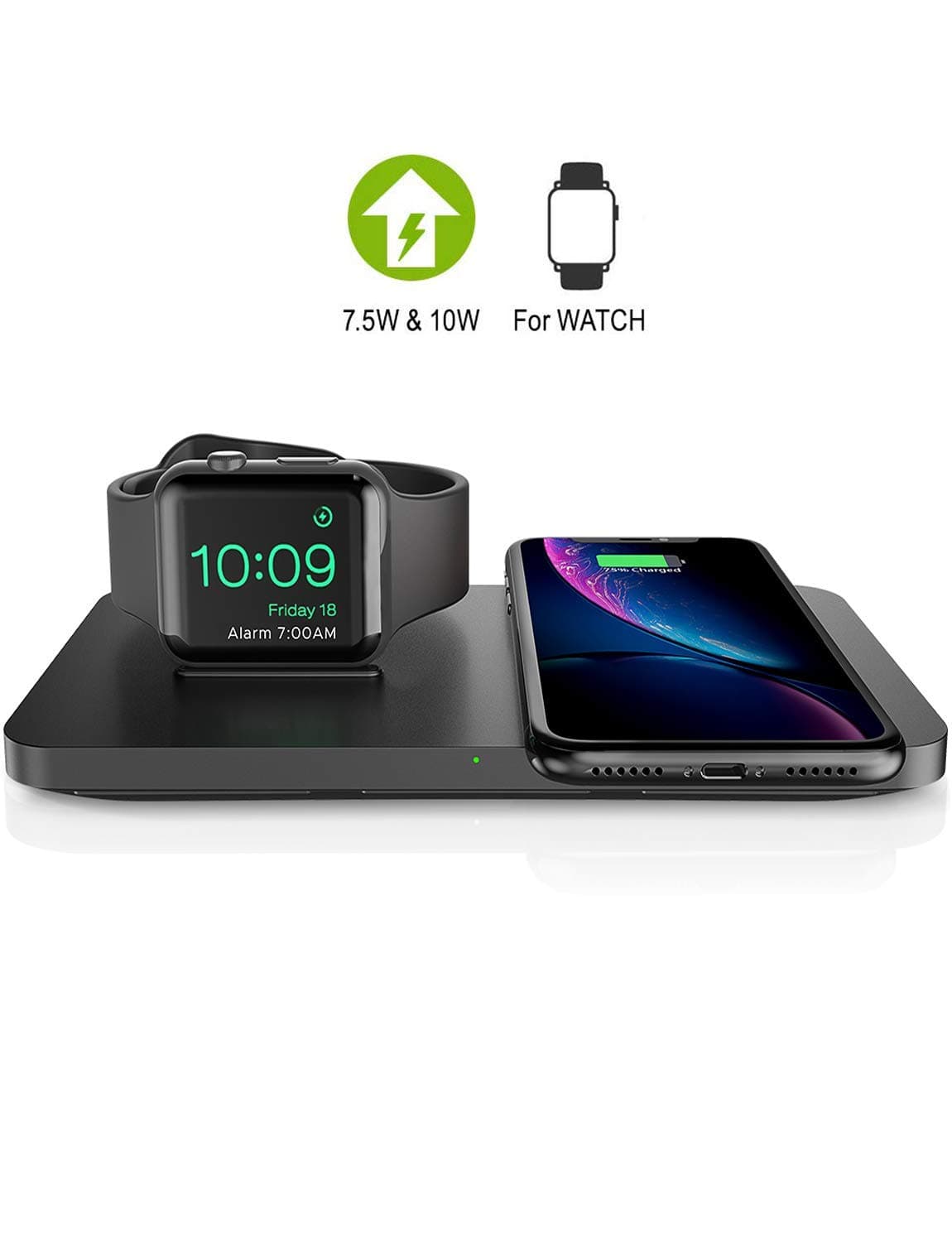 Seneo 2 in 1 Wireless Charger, Qi-Certified Fast Wireless Charging Pad Dock for iWatch Series 4/3/2/1 for iPhone XS (Orange)