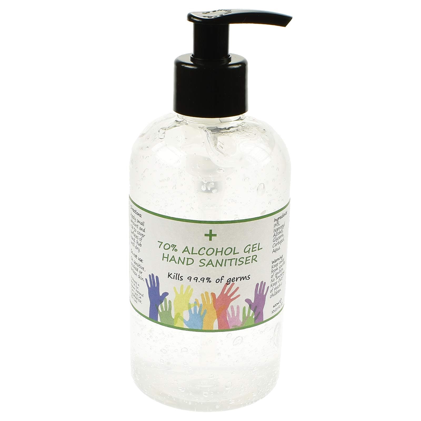 Hand Sanitiser Gel with Pump Dispenser 70% Alcohol Based Antibacterial Sanitizer, 400ml