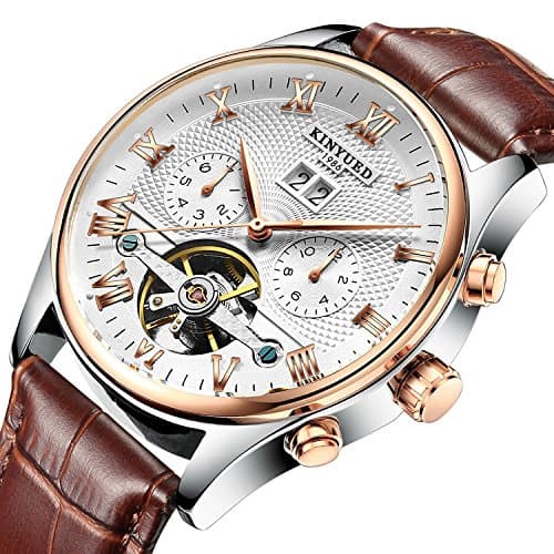 2017 Tourbillon Automatic Men Classic Rose Gold Leather Mechanical Wrist Watches Reloj Hombre