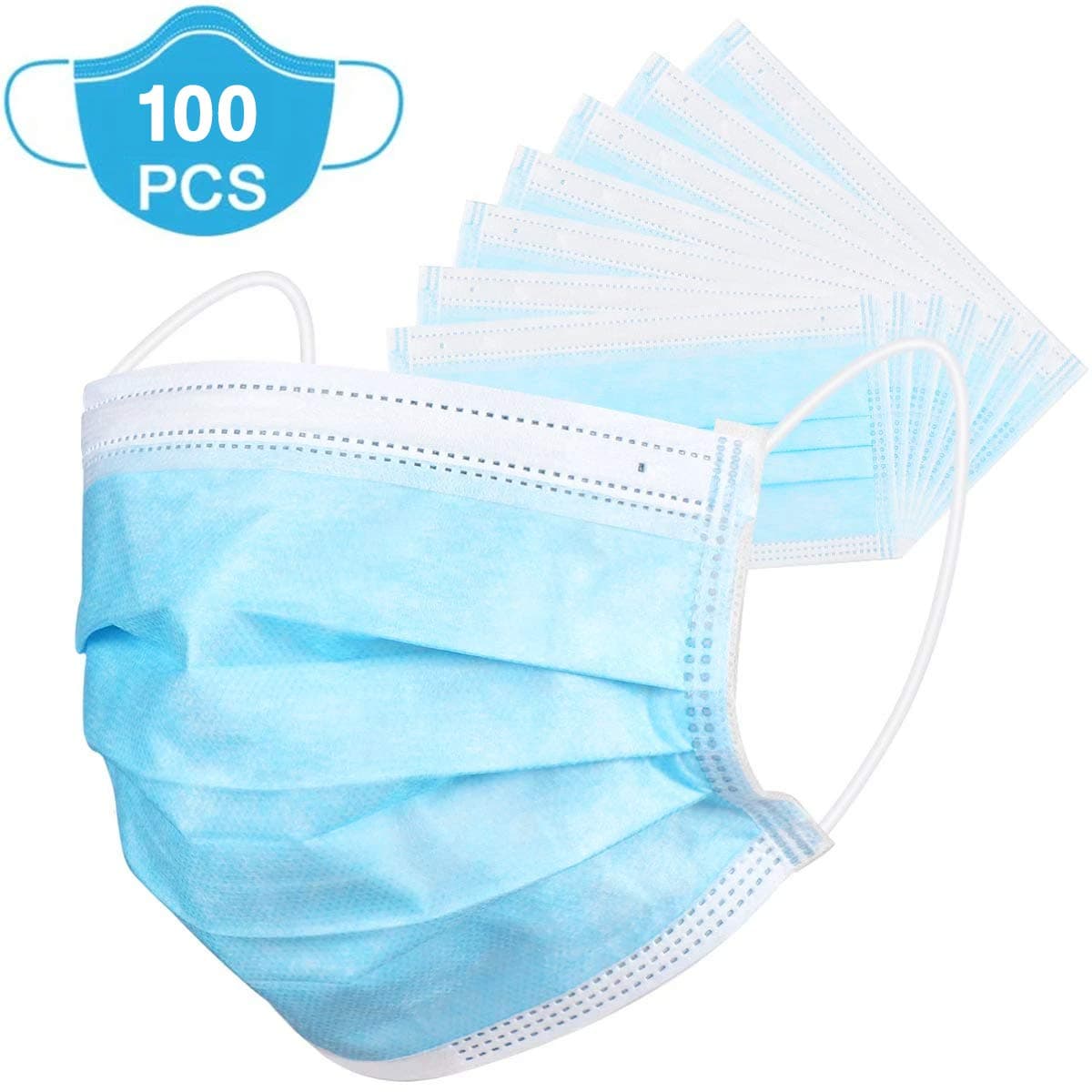 Face cover for daily use (Pack of 100, Blue)