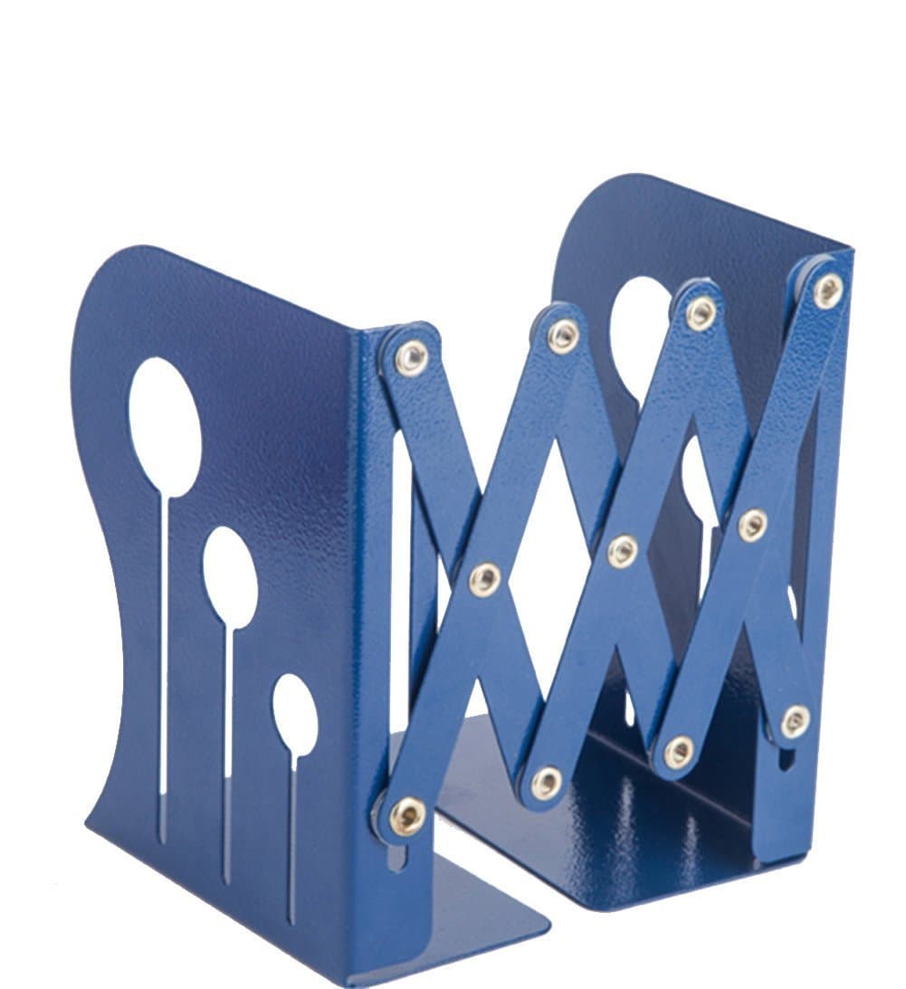 Bookends Book Organizer,KIXIGO Creative Stretchable Bookend Nonskid Library School Office Home Study Metal Bookend Book Shelf Gift Ideal Medium-Sized(Blue)