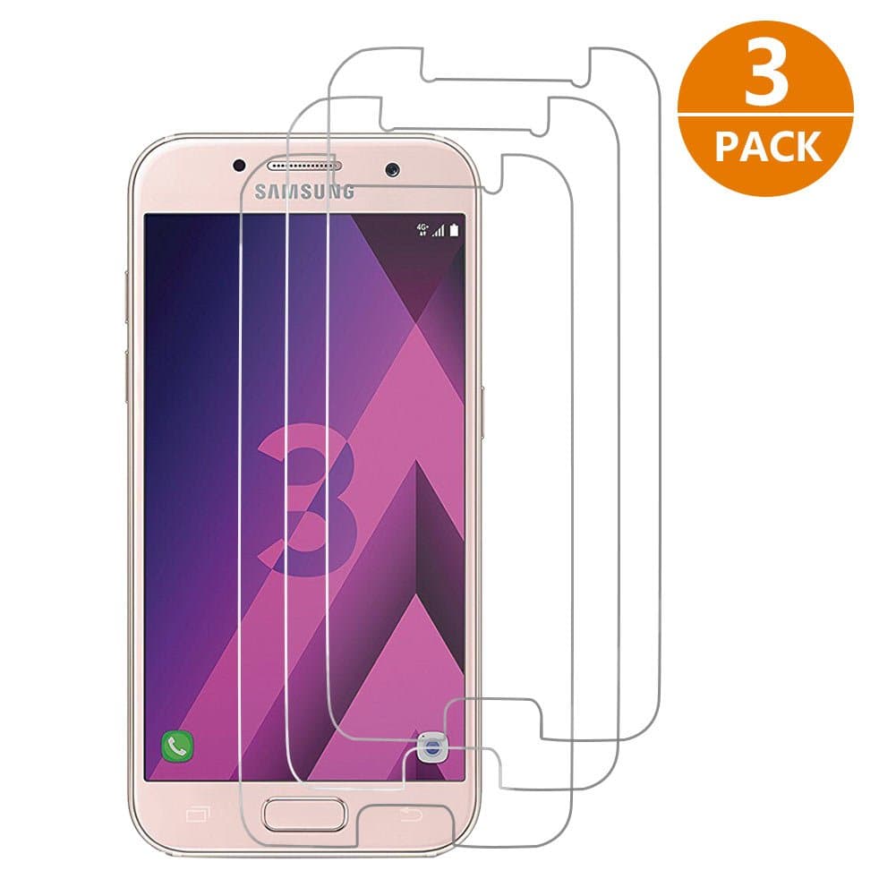 SUFUS Screen Protector for Samsung Galaxy A3 2017, 3-pack Tempered Glass Screen Protector for Samsung Galaxy A3 2017, Premium Clear 9H Hardness Ultra Thin Tempered Glass Screen Protector