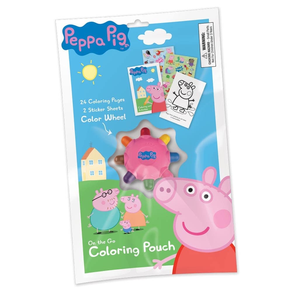 Peppa Pig On The Go Coloring Activity Pouch with Color Wheel and Stickers, Case of 12 Pouches