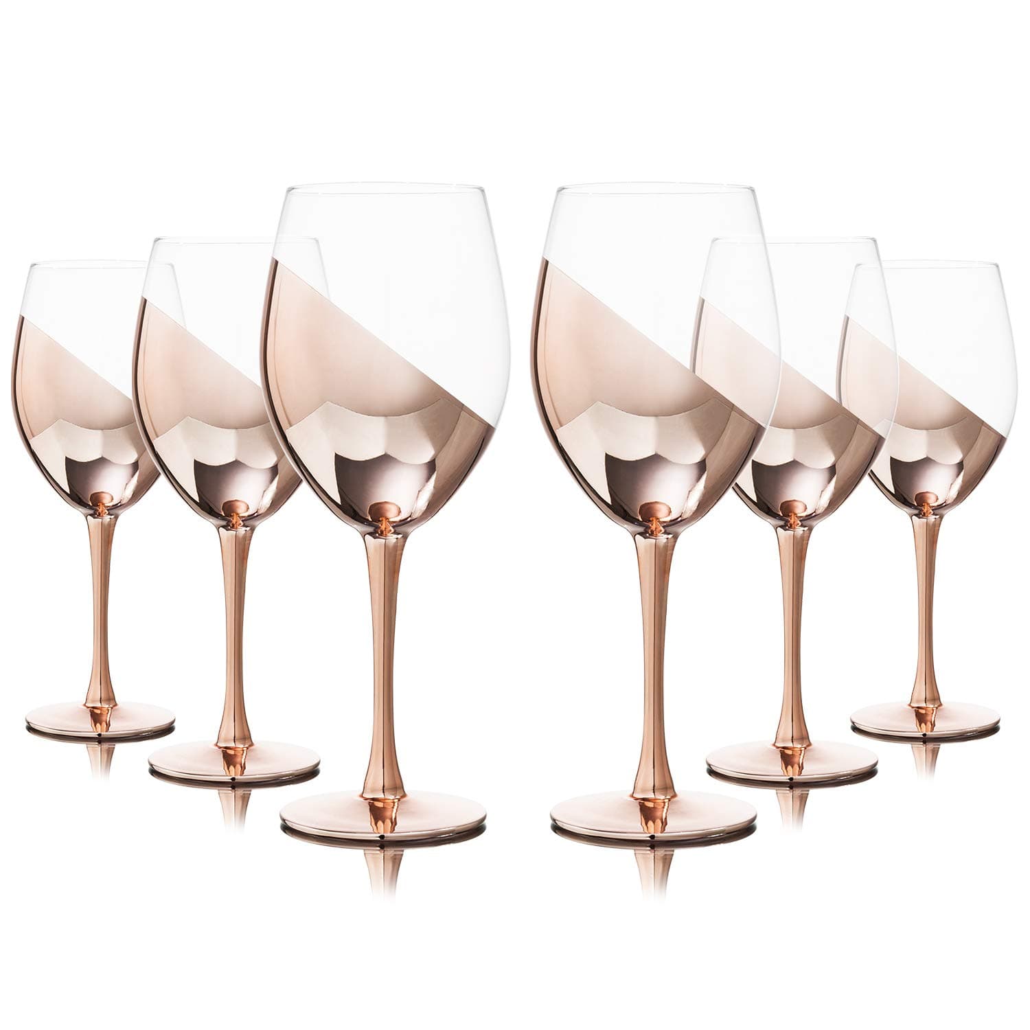 Copper Stemmed Wine Glasses Tilted Dinner Party and Wedding Events Glassware