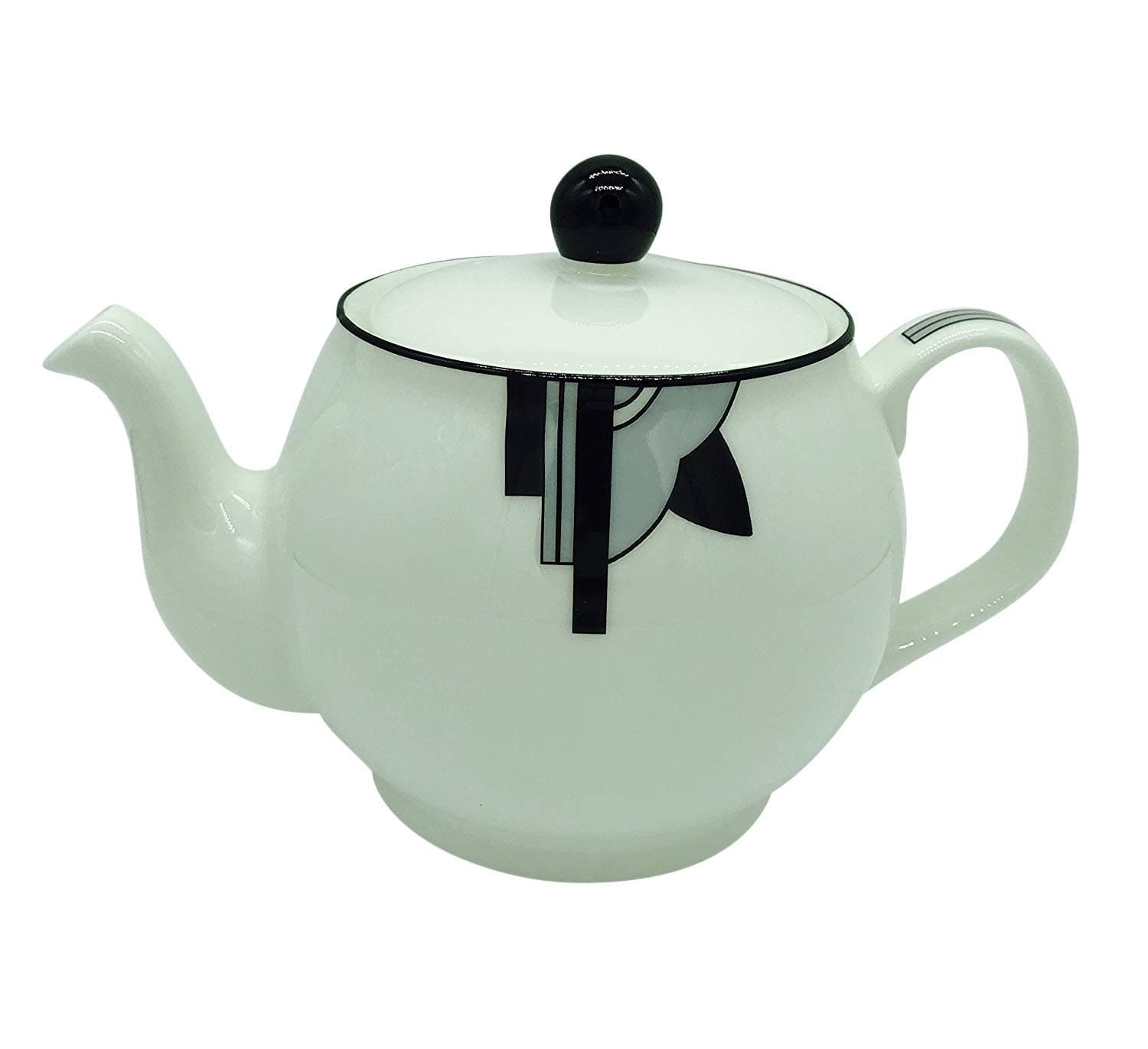 Stylish"Ritzy" Art Deco Fine Bone China 2 Cup Teapot (Grey)