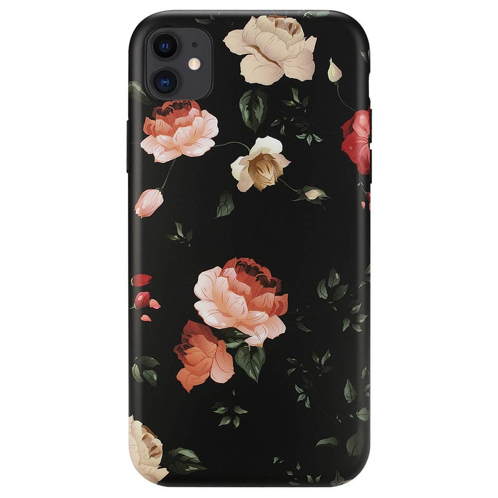 Wingcases for iPhone 11 Cases, Red and White Romantic Rose Floral Ultra Thin Anti Fingerprint Scratch TPU Gel Cover