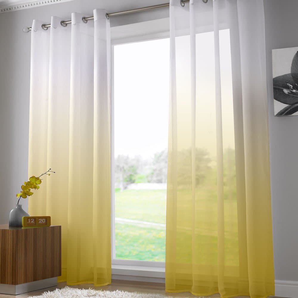 Harmony Bright Modern Ring Top Voile Curtain Panel - Yellow (58" Wide x 90" Drop)