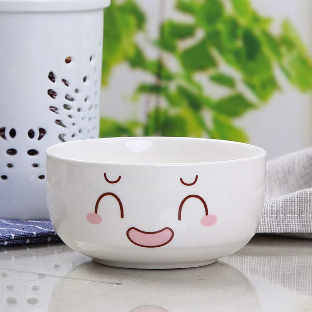GYCZC Student Creative Cute Cartoon Expression Ceramic Bowl Household Rice Soup Bowl Dinner Instant Noodle Bowl
