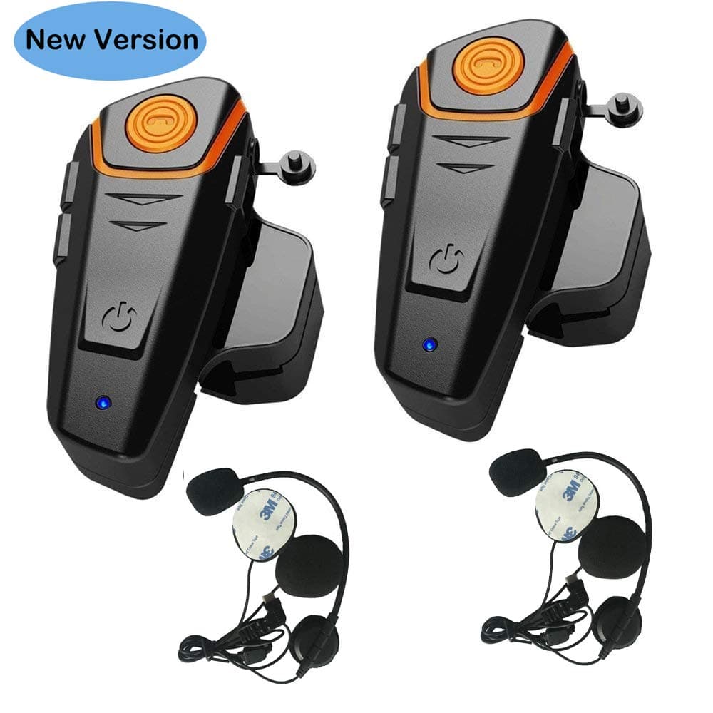 THOKWOK Motorcycle Bluetooth Headset,BT-S2 1000m Helmet Bluetooth Communication Systems Ski Helmet Headphones Bluetooth Intercom Walkie-Talkie for Snowmobile,Up to 3 Riders(Pack 2)