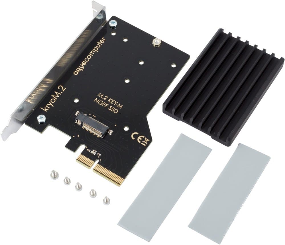 Aquacomputer kryoM.2 PCIe 3.0 x4 Adapter for M.2 NGFF PCIe SSD M-key with Passive Cooler