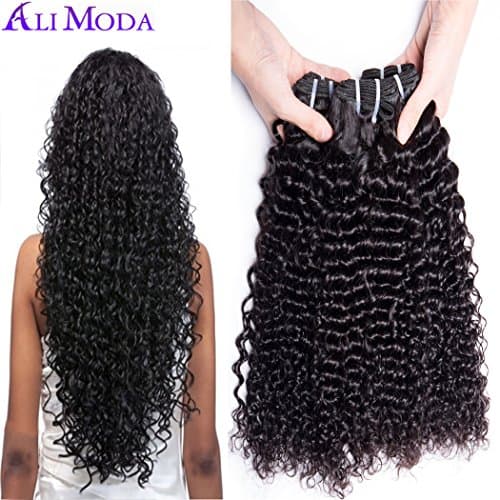 Ali Moda 8A Curly Wave 4 Bundles Hair 100% Unprocessed Peruvian Human Virgin Hair Weave Extensions Natural Color (20 22 24 24)