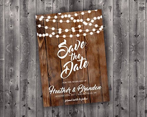 Save the Date Cards Printed, Save The Date Wedding Invite, Affordable, Cheap, Lights, Calendar, Wood, Rustic, Postcard, Country, Photo