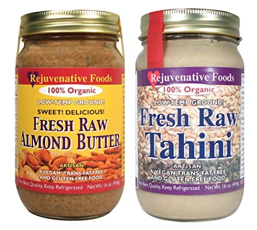 2 Jar Nut Butter Combo Pack: Raw Organic Almond Butter and Sesame Tahini, Fresh Low Temperature Ground
