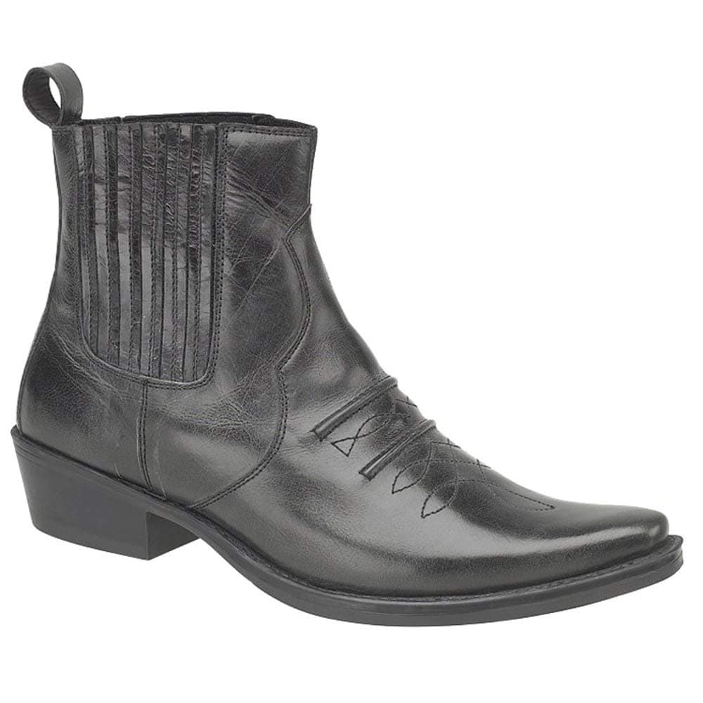 Gringos JONES Leather Ankle Cowboy Boots Distressed Black