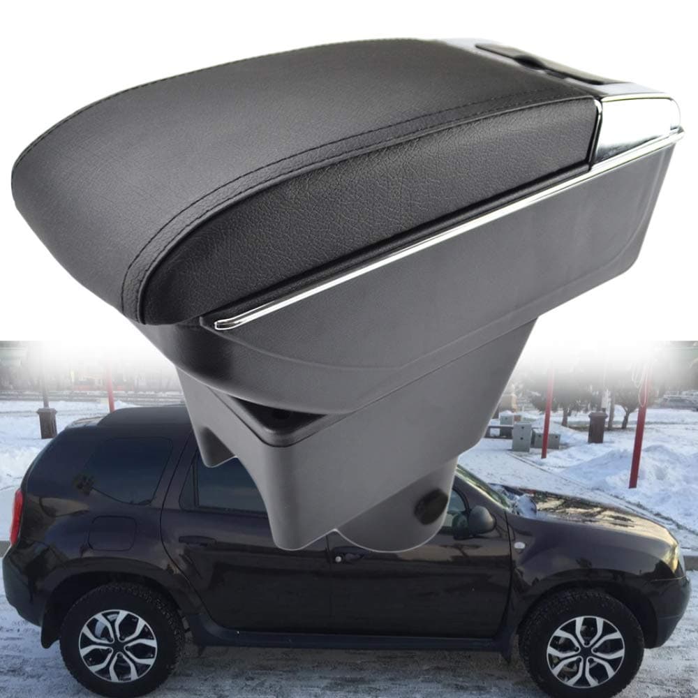 OBCWSG For Renault Dacia Duster I 2010-2015, Armrest Arm Rest Dual Layer Storage Box Decoration Car Styling