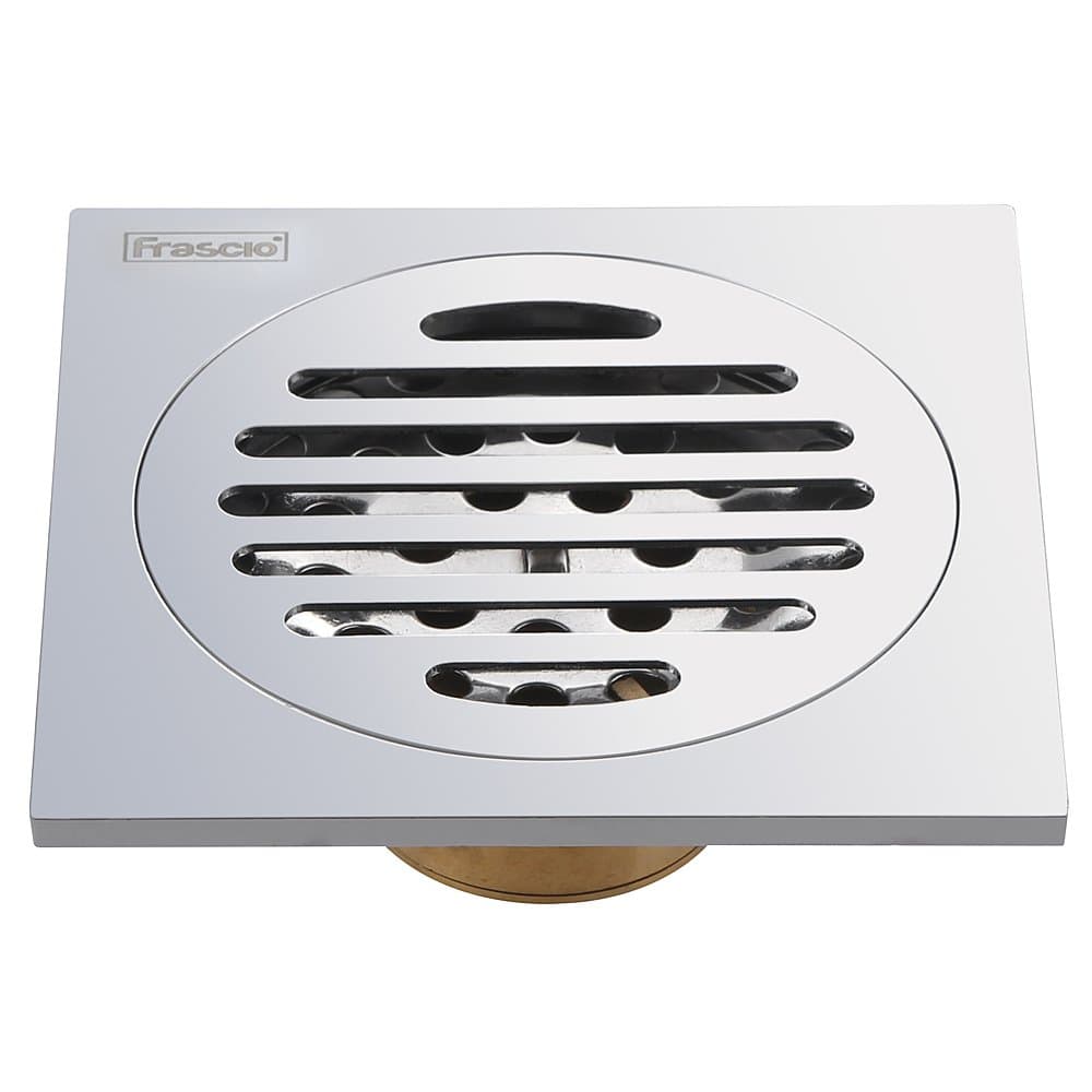 Floor Drain, Frascio Brass Bathroom Tile Insert Floor Drainer with Removable Strainer Cover Chrome Finish Anti-clogging for Kitchen, Washroom, Garage and Basement(4" 4") (floor drain3)