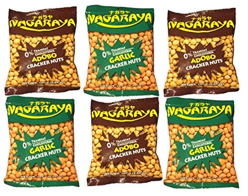 Nagaraya Adobo Cracker Nuts Bundle with Nagaraya Garlic Cracker Nuts, 3 each Flavor, 5.64 oz, 6 count