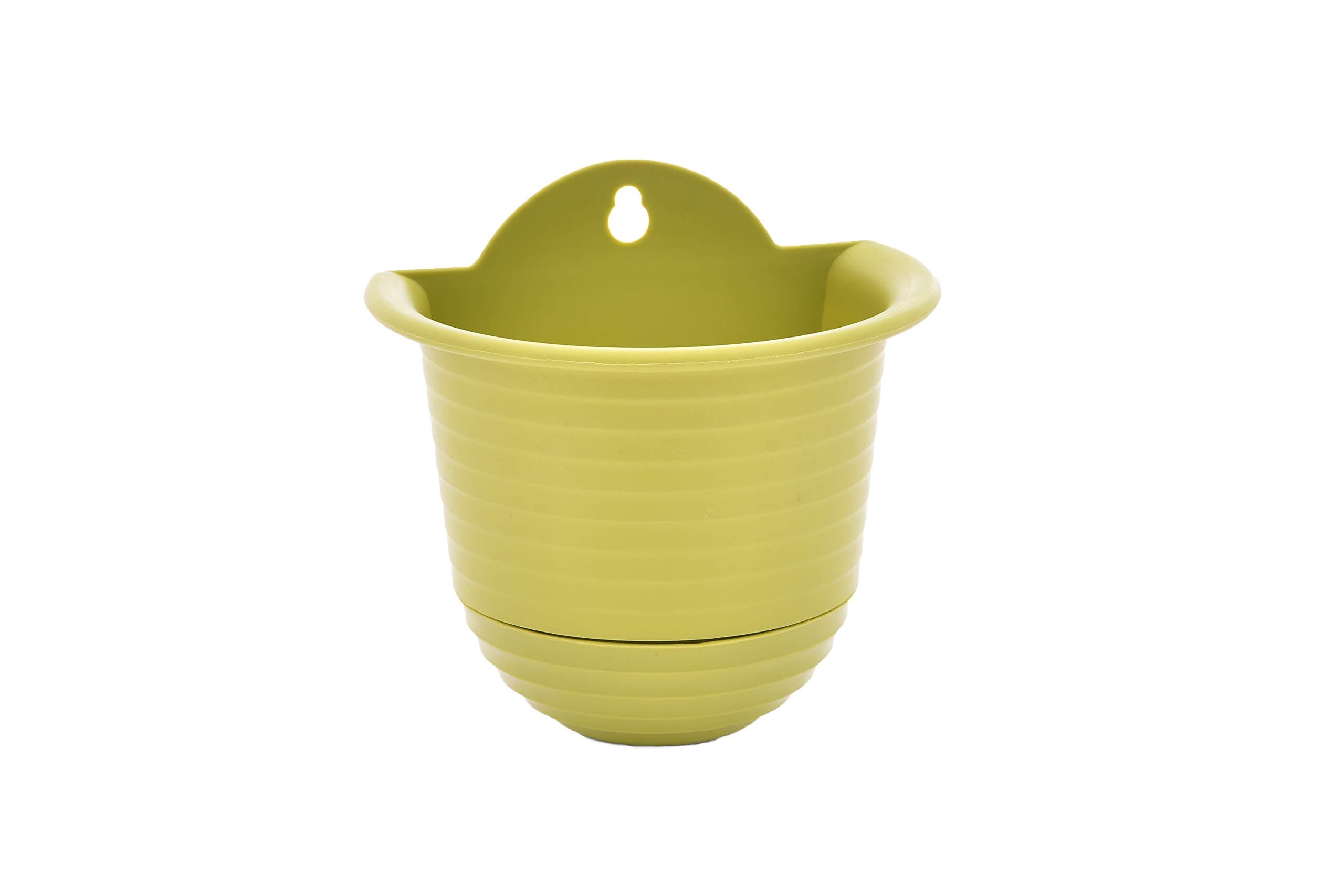 TABOR TOOLS Plastic Wall Planter Pot for Vertical Flower Garden, Living Wall or Kitchen Herbs, Colorful Modern Wall Planter with Attached Saucer, Small 6 Inch. ZG654A. (Light Green)