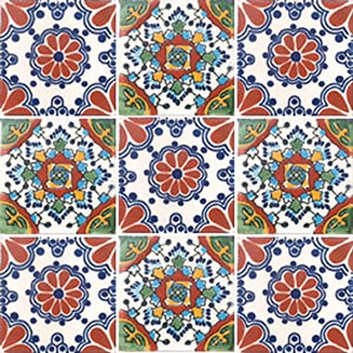 9 Hand Painted Talavera Mexican Tiles 4x4
