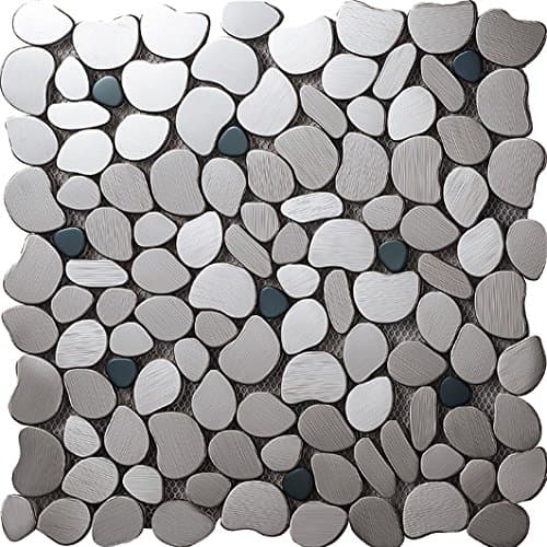 River Rock Pattern Mosaic Stainless Steel Metal Tile- Kitchen Backsplash / Bathroom Wall / Home Decor / Fireplace Surround- SA152 (11PCS 10.76Sq.ft)