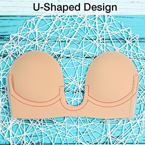 KAIYANG Strapless Sticky Bra Invisible Bra Backless Push up Bra Reusable Silicone Bra for Women with Drawstring