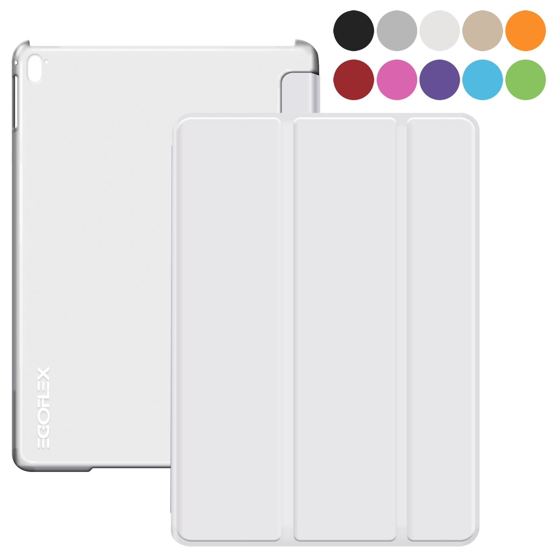 iPad Air 2 Case - White, EGOFLEX Tri-Fold Series Lightweight Stand Cover Case with Auto Wake / Sleep for Apple iPad Air 2 (iPad 6th Generation) 9.7 inch iOS Tablet